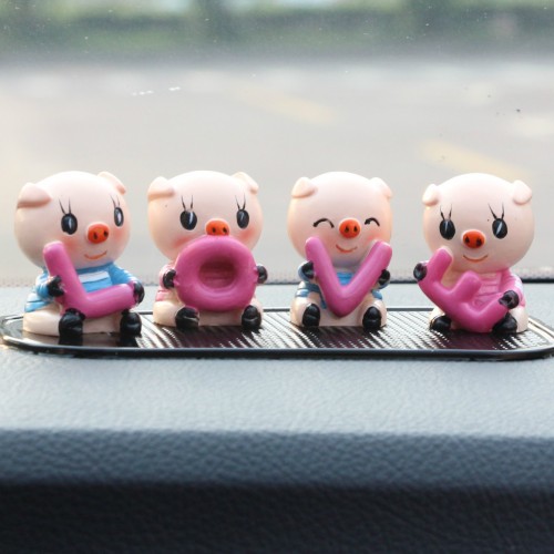 LOVE豬 汽車擺件 汽車飾品 車飾擺件 可愛創(chuàng)意車內(nèi)飾品 汽車用品g